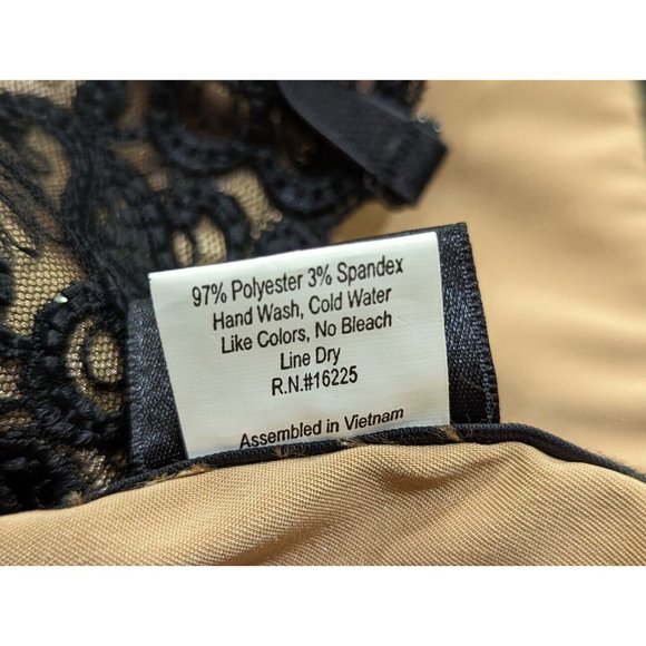 Frederick's of Hollywood Corset Bustier Top Beige Black Lace Misses Size 34 - Picture 7 of 7